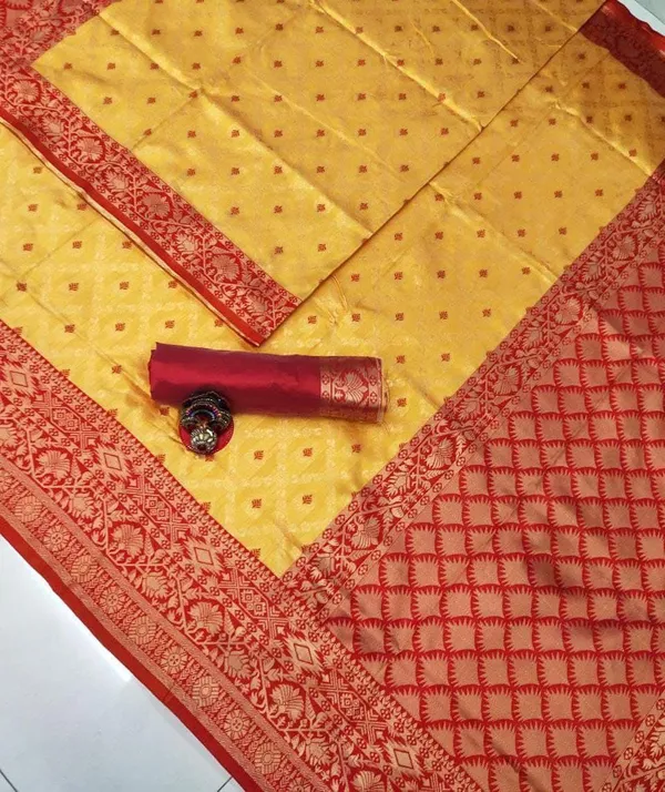 Yellow_Embellished_Banarasi_Jacquard_Saree_(Yellow)